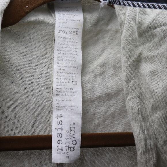 Re.Set Cotton Crinkle Open Front Cardigan Size 46 XL Italy Lightweight Drape - Picture 6 of 6